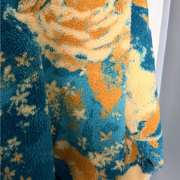 Free People Teal & Yellow Floral Sherpa Hoodie NWOT never worn - Picture 3 of 7